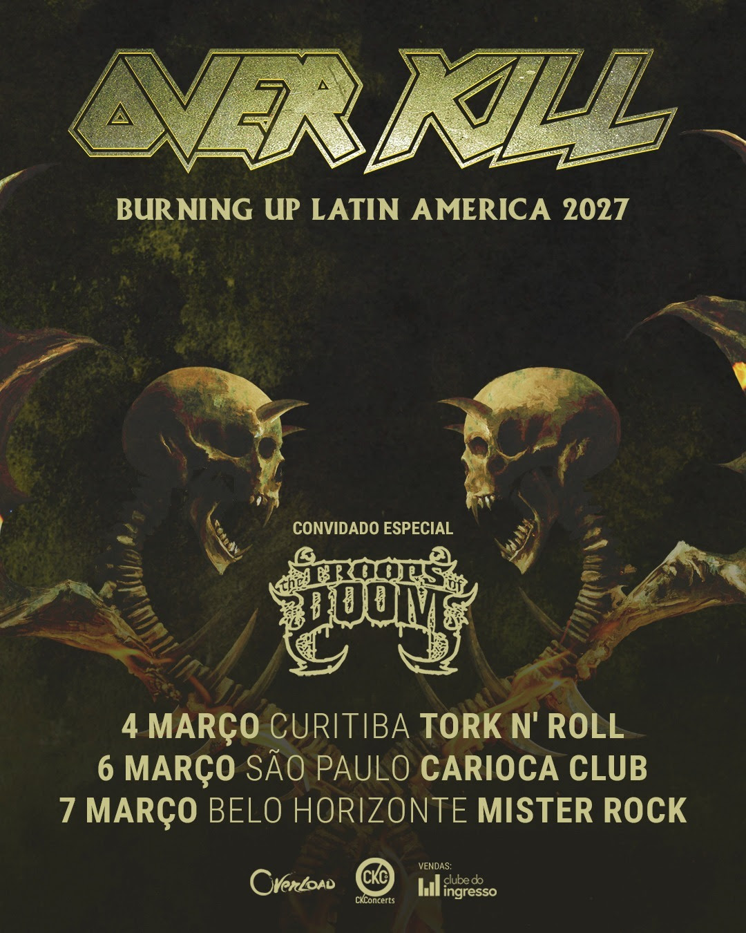 Overkill volta ao Brasil em março de 2027
